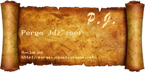 Perge József névjegykártya